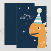 Leuke dinosaurus verjaardagshoed confetti blauw (Voorkant / Achterkant)