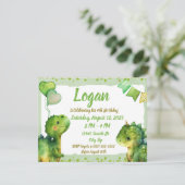 Leuke Dinosaurussen Baby Dino Hartballonnen Verjaa Kaart (Staand voorkant)