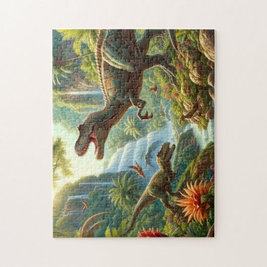 Leuke Dinosaurussen In Het Tropische Bos Kinder Legpuzzel (Verticaal)