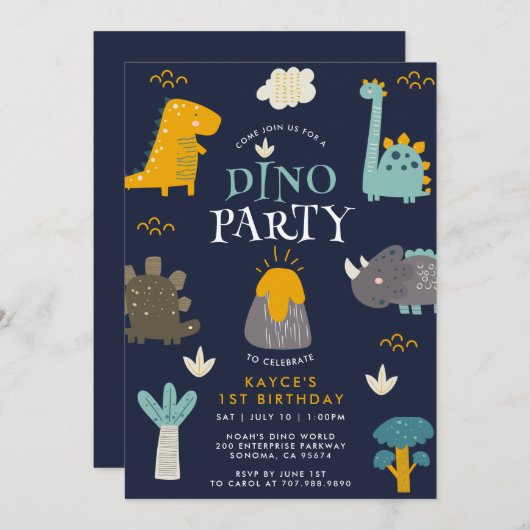 Leuke dinosaurussen Jongen's Eerste Verjaardagsfee Kaart (Voorkant / Achterkant)