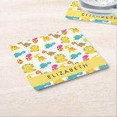 Leuke dinosaurussen, Patroon van dinosaurussen, Jo Kartonnen Onderzetters (Schuin)