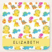 Leuke dinosaurussen, Patroon van dinosaurussen, Jo Kartonnen Onderzetters (Voorkant)