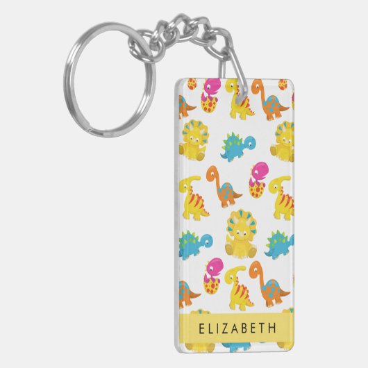 Leuke dinosaurussen, Patroon van dinosaurussen, Jo Sleutelhanger (Voorkant Links)