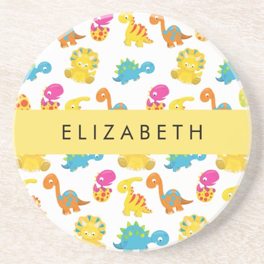 Leuke dinosaurussen, Patroon van dinosaurussen, Jo Zandsteen Onderzetter (Voorkant)