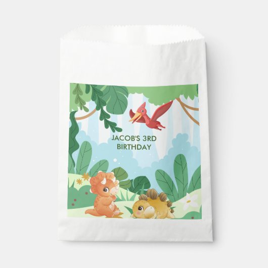 Leuke dinosaurussen thema verjaardagsfeestje bedankzakje (Voorkant)