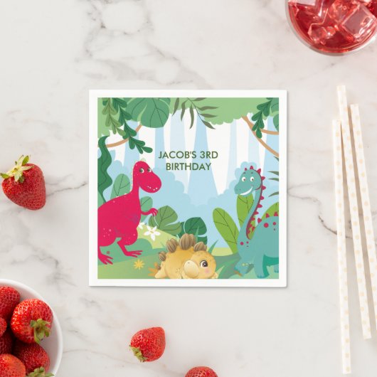Leuke dinosaurussen thema verjaardagsfeestje servet (Insitu)