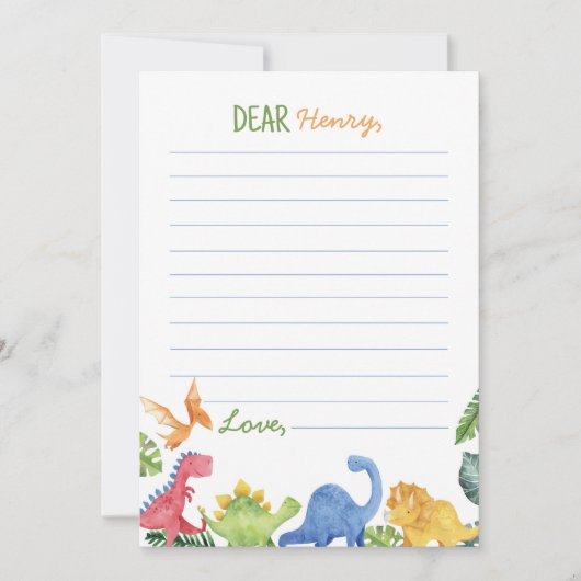Leuke dinosaurussen tijd capsule notitie bericht K Bedankkaart (Voorkant)