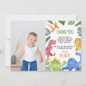 Leuke dinosaurussen verjaardag foto dank u kaart (Voorkant)