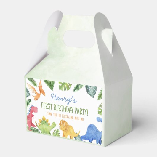 Leuke dinosaurussen verjaardag gunst box bedankdoosjes (Achterkant)