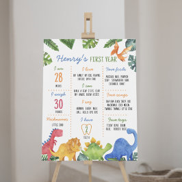 Leuke dinosaurussen verjaardag mijlpaal teken poster
