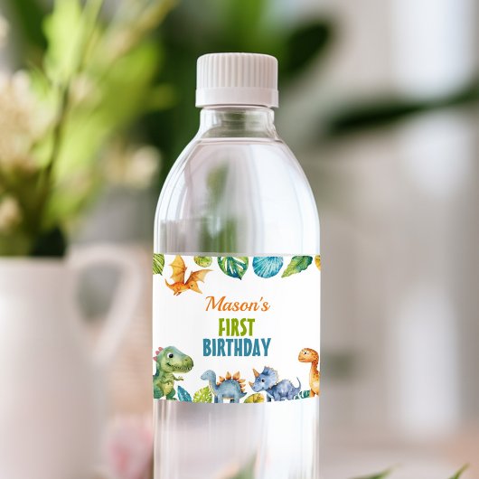 Leuke Dinosaurussen Verjaardag Water Fles Label Waterfles Etiket