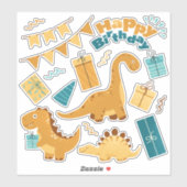 Leuke dinosaurussen. verjaardagsfeestje sticker (Vel)