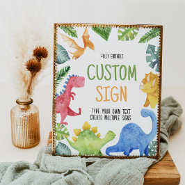Leuke Dinosaurussen Verjaardagsfeesttafel Teken Poster