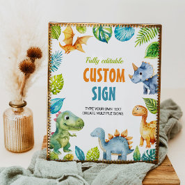 Leuke Dinosaurussen Verjaardagsfeesttafel Teken Poster