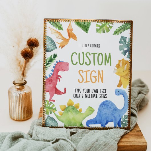 Leuke Dinosaurussen Verjaardagsfeesttafel Teken Poster