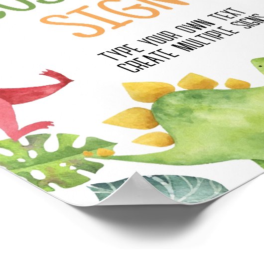 Leuke Dinosaurussen Verjaardagsfeesttafel Teken Poster (Hoek)
