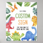 Leuke Dinosaurussen Verjaardagsfeesttafel Teken Poster (Voorkant)