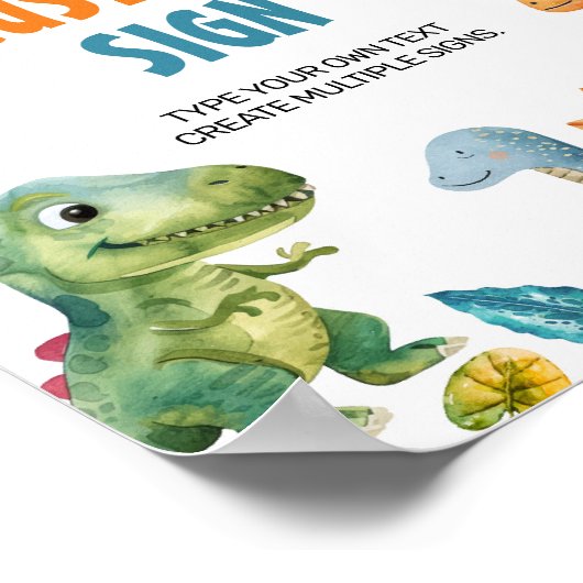 Leuke Dinosaurussen Verjaardagsfeesttafel Teken Poster (Hoek)
