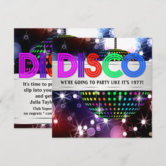 Leuke Disco Feest Uitnodigingen (Voorkant / Achterkant)