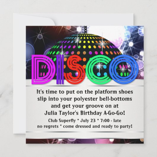 Leuke Disco Feest Uitnodigingen (Achterkant)