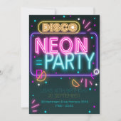 Leuke Disco Neon 16e feestuitnodiging Kaart (Voorkant)