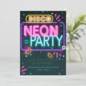 Leuke Disco Neon 16e feestuitnodiging Kaart (Staand voorkant)