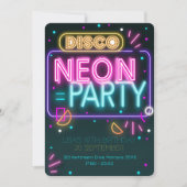 Leuke Disco Neon 16e feestuitnodiging Kaart (Voorkant)