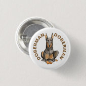 Leuke Doberman Hondenras Waterverven Illustratie Ronde Button 3,2 Cm (Voorkant /achterkant)