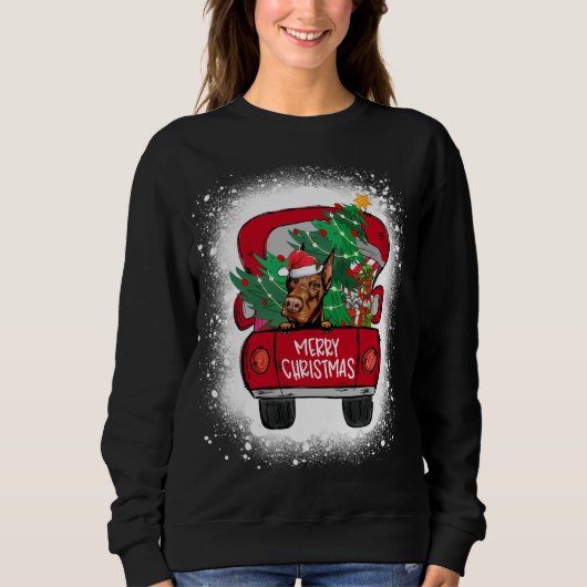 Leuke Doberman Rode Vrachtwagen Vrolijk Kerstmis G Trui (Voorkant)