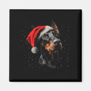 Leuke Dobermann-hond Kerstverlichting Kerstmannenh Magneet