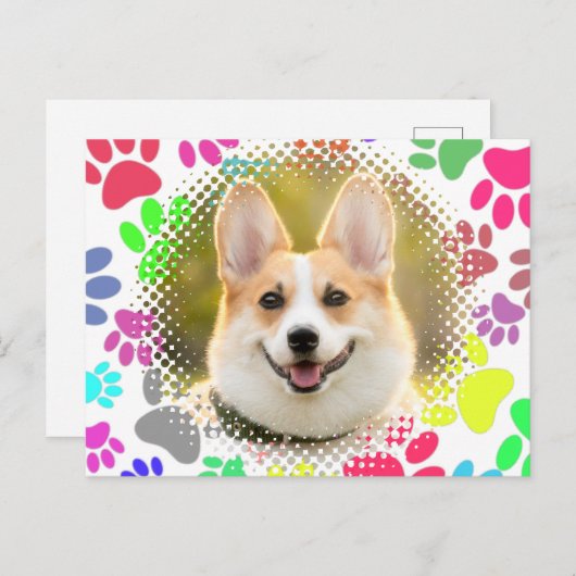 Leuke Dog Afbeelding Paw Pattern Custom Briefkaart (Voorkant / Achterkant)