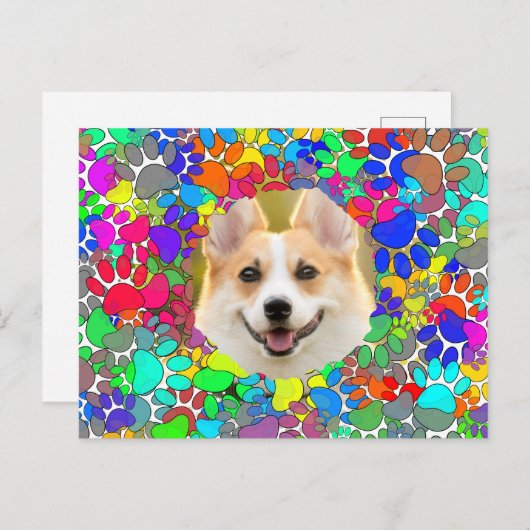 Leuke Dog Afbeelding Paw Print Patroon Aangepast Briefkaart (Voorkant / Achterkant)