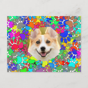 Leuke Dog Afbeelding Paw Print Patroon Aangepast Briefkaart