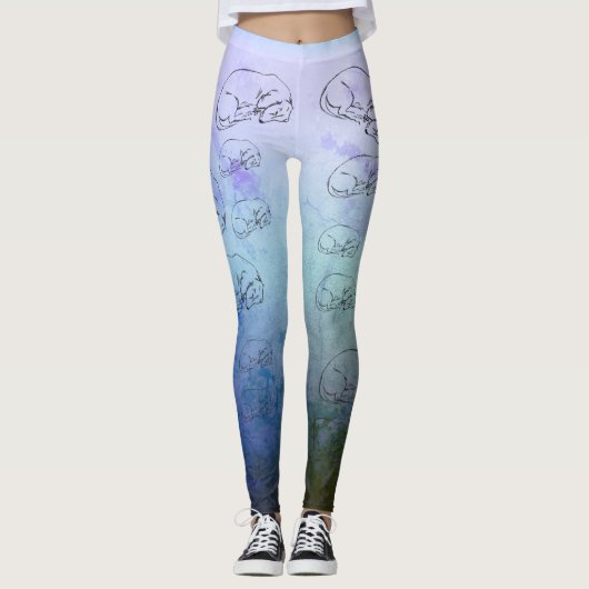 Leuke Dog, Blue All-over-Print Leggings (Voorkant)