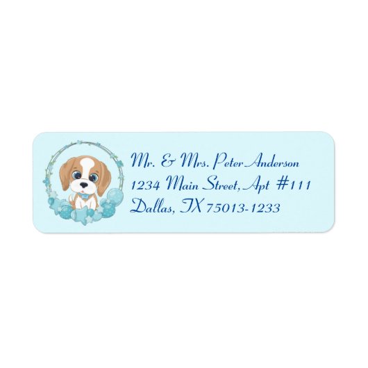 Leuke Dog & Blue Star Balloon thema Adresetiketten Etiket (Voorkant)