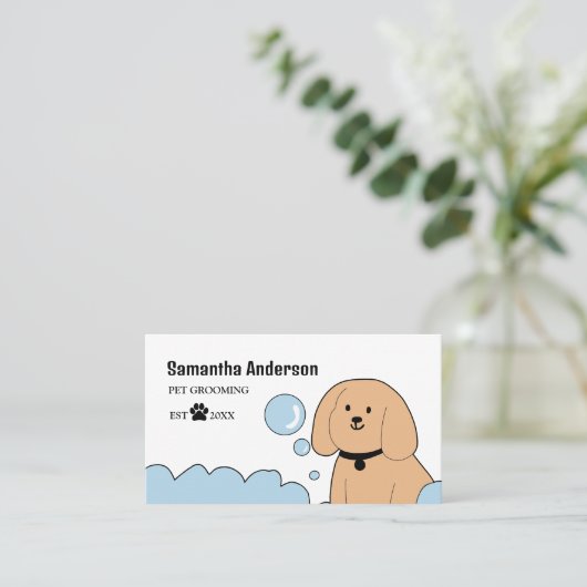 Leuke Dog Grooming Visitekaartje (Staand voorkant)