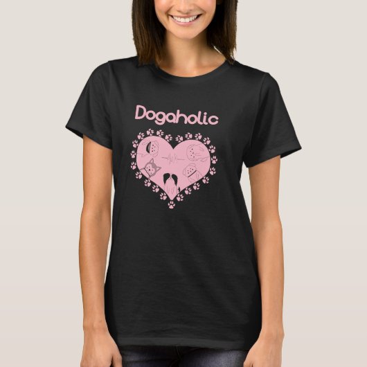 Leuke Dogaholic Hond Roze T-shirt (Voorkant)