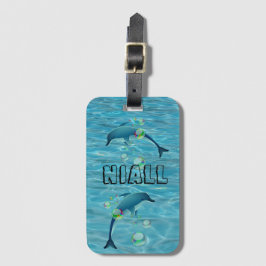 Leuke Dolfijn en Bubbels Gepersonaliseerd Bagagelabel