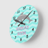 Leuke dolfijn en chevron kinderkamer wandklok (Hoek)