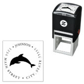 Leuke Dolfijn Illustratie Retourlabel Zelfinktende Stempel (In situ)