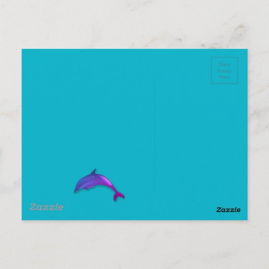 Leuke dolfijn in roze paarse briefkaart (Achterkant)