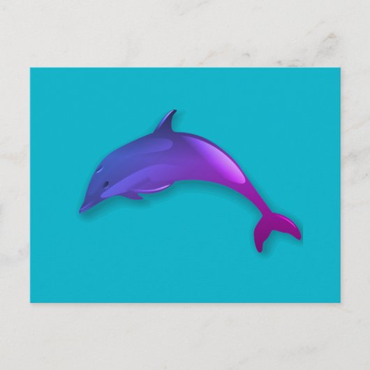 Leuke dolfijn in roze paarse briefkaart (Voorkant)