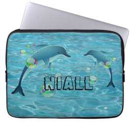 Leuke Dolfijnen en Bubbels Gepersonaliseerd Laptop Sleeve