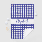 Leuke donkerblauwe polka stippen op maat gemaakte golfhanddoek (Insitu)