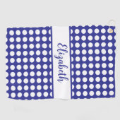 Leuke donkerblauwe polka stippen op maat gemaakte golfhanddoek (Horizontaal)