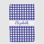 Leuke donkerblauwe polka stippen op maat gemaakte golfhanddoek (Voorkant)
