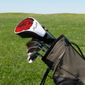 Leuke donkerrode rozenbloem aangepaste naam dames golfheadcover (Insitu)