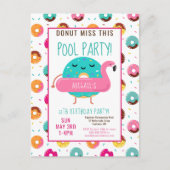 Leuke Donut Flamingo Verjaardag Zwembad Party Meis Uitnodiging Briefkaart (Voorkant)