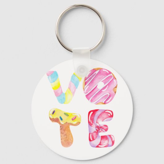 Leuke Donuts en Snoep  Ga Stemmen Sleutelhanger (Voorkant)