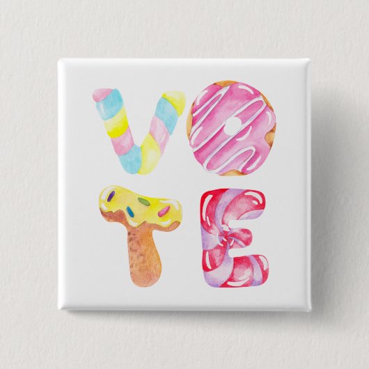 Leuke Donuts en Snoep Ga Stemmen Vierkante Button 5,1 Cm (Voorkant)